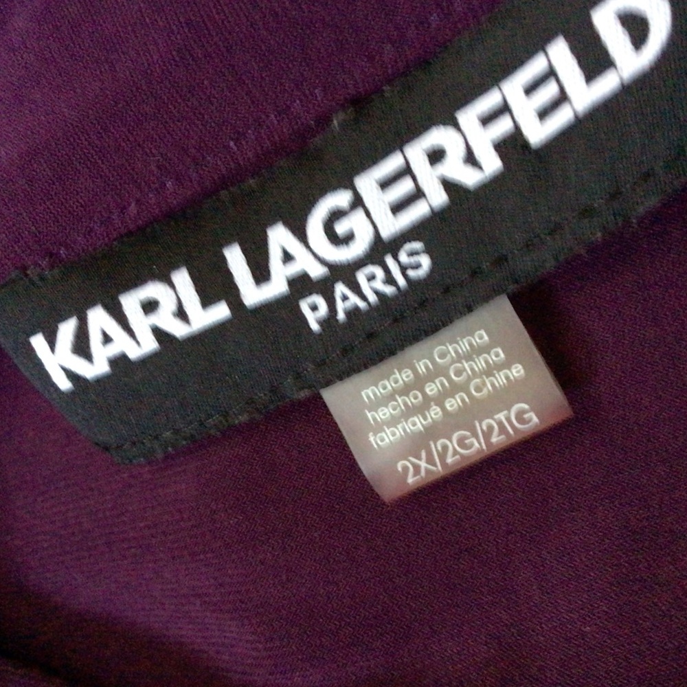 Karl Lagerfeld Elegant Purple Sleeveless Tie-neck Blouse 2X - Picture 6 of 6
